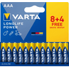 Varta Longlife Power AAA LR03 baterije, 8+4 kom. Varta Longlife Power AAA LR03 baterije, 8+4 kom.