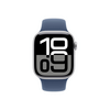 Apple Watch Series 10 GPS + Cellular – 42 mm-es ezüst alumíniumtok, denim sportszíj - M/L (MWX43QH/A)