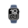 Apple Watch Series 10 GPS + Cellular – 46 mm-es ezüst alumíniumtok, denim sportszíj - M/L (MWY13QH/A)