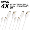 Avax CB123W 4X USB-C Gyorstöltő Kábel szett, 2 m Avax CB123W 4X USB-C Gyorstöltő Kábel szett, 2 m