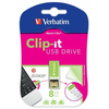 VERBATIM UV8GCZ Clip-it Pendrive, 8GB, USB 2.0 (43936) Zöld