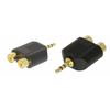 Sztereó Audio Adapter 3.5 mm-es Dugasz - 2x RCA Aljzat Fekete (VAL AC-010GOLD) Sztereó Audio Adapter 3.5 mm-es Dugasz - 2x RCA Aljzat Fekete (VAL AC-010GOLD)