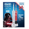 ORAL-B Oral-B D100 felnőtt,fehér Cross Action fejjel + D100 gyerek, StarWars