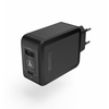 HAMA 183321 Hálózati töltő USB+USB Type-C porttal, Fekete