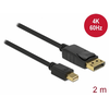 Delock 82438 Mini displayport - Displayport kábel, 2m Delock 82438 Mini displayport - Displayport kábel, 2m