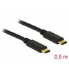 DELOCK  83672 USB 2.0 Type-C -Type-C 0.5m Adatkábel, Fekete