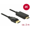 Delock 85317 Kábel DisplayPort 1.2 - HDMI-A 4K, 30 Hz, 2 m, fekete Delock 85317 Kábel DisplayPort 1.2 - HDMI-A 4K, 30 Hz, 2 m, fekete