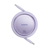 ACC Baseus Free2Draw Mini USB Type-C, 100W gyorstöltő adatkábel, kihúzható, automata behúzó funkcióval, 1m, lila