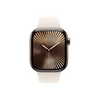Apple Watch Series 10 GPS + Cellular, 42 mm-es arany titántok, csillagfény sportszíj, S/M (MX063QH/A)