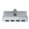 Orico USB3.0 Hub - MH4PU-SV /161/(4 port, Bemenet: USB-A, Kimenet: 4xUSB-A, rögzíthető, ezüst)