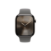 Apple Watch Series 10 GPS + Cellular, 46 mm natúr titántok, kőszürke sportszíj, M/L (MWYA3QH/A)