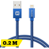 Swissten USB/Lightning Adat- és töltőkábel, kék, 0,2 m (71523108)