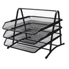 Fémhálós 3 emeletes fekete irattálca (C11823)