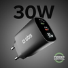 SBS LCD hálózati töltő GaN 30W fekete