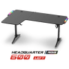Spirit of Gamer Gamer Asztal - Headquarter 600 L (MDF lap, fém lábak, fekete, RGB LED háttérvilágítás, 140 x 60 x 75cm)