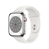 Apple Watch Series 8 Cellular 45mm ezüst rozsdamentes tok, fehér Sport szíj - Regular (MNKE3CM/A) Apple Watch Series 8 Cellular 45mm ezüst rozsdamentes tok, fehér Sport szíj - Regular (MNKE3CM/A)