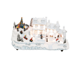 Home DRM 16 Dioráma, fehér ház forgó fenyővel Home DRM 16 Dioráma, fehér ház forgó fenyővel