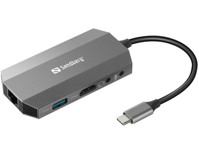 Sandberg USB-C 6in1 Travel Dock elosztó (136-33) Sandberg USB-C 6in1 Travel Dock elosztó (136-33)