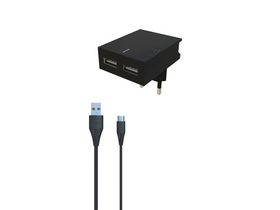 Swissten mrežni adapter za brzo punjenje, Smart IC, 2 USB priključka, 3A, crni + Type-C kabel (22044000) Swissten mrežni adapter za brzo punjenje, Smart IC, 2 USB priključka, 3A, crni + Type-C kabel (22044000)
