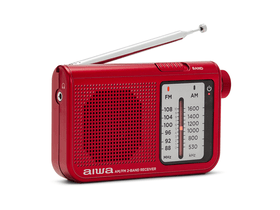 AM/FM rádió elem fülhallgató tok piros