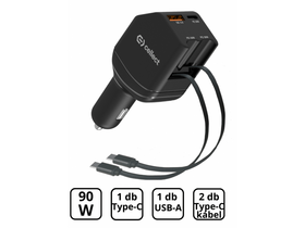 Cellect Autós töltő 2 db beépített kábellel, 90W (MPCB-PD90WC-BK) Cellect Autós töltő 2 db beépített kábellel, 90W (MPCB-PD90WC-BK)