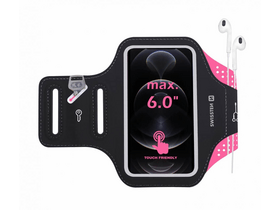 Swissten 32903600 telefontartó karpánt, fekete-rózsaszín, 6.0 Swissten 32903600 telefontartó karpánt, fekete-rózsaszín, 6.0