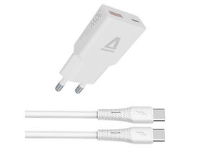 Avax CH6413 30W GaN töltő és 60W USB-C szilikon kábel csomag, fehér Avax CH6413 30W GaN töltő és 60W USB-C szilikon kábel csomag, fehér