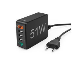 Hama 201630 Mrežna stanica za punjenje, 5 portova, 1xQC3.0 + 3xUSB + 1xTYPE-C "PD/QC" 51W Hama 201630 Mrežna stanica za punjenje, 5 portova, 1xQC3.0 + 3xUSB + 1xTYPE-C "PD/QC" 51W