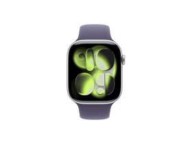 Apple Watch Series 11 GPS + Cellular, 46 mm-es ezüst alumíniumtok, ködös lila sportpánt M/L (MFCR4MP/A)