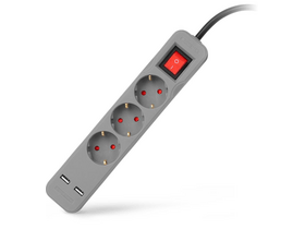 Entac Hálózati elosztó, kapcsolós, szürke (ESE1.5G3-1.5-SW-USB-GR) Entac Hálózati elosztó, kapcsolós, szürke (ESE1.5G3-1.5-SW-USB-GR)