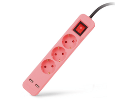 Entac Hálózati elosztó, kapcsolós, rózsaszín (ESE1.5G3-1.5-SW-USB-P) Entac Hálózati elosztó, kapcsolós, rózsaszín (ESE1.5G3-1.5-SW-USB-P)