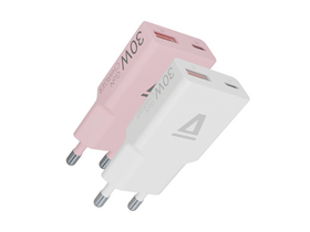 Avax CH6412 30W GaN USB-C és USB-A gyorstöltő Duo csomag, fehér+rózsaszín Avax CH6412 30W GaN USB-C és USB-A gyorstöltő Duo csomag, fehér+rózsaszín