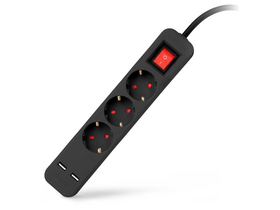 Entac Hálózati elosztó, kapcsolós, fekete (ESE1.5G3-1.5-SW-USB-B) Entac Hálózati elosztó, kapcsolós, fekete (ESE1.5G3-1.5-SW-USB-B)