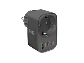 SBS Elosztó töltő Schuko 30W fekete