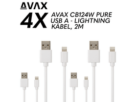 Avax CB124W Pure 4X USB-A – Lightning Töltőkábel csomag, 2 m Avax CB124W Pure 4X USB-A – Lightning Töltőkábel csomag, 2 m