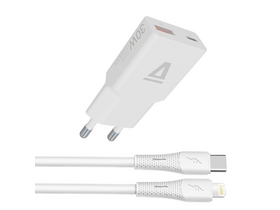 Avax CH6414 30W GaN töltő és USB-C–Lightning szilikon kábel, fehér