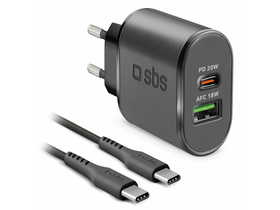 SBS  USB/USBC töltő szett 20W, fekete