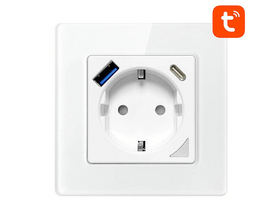 Avatto N-WOT10-USB-W USB és USB-C TUYA intelligens WiFi fali aljzat, fehér