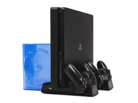FroggieX FX-P4-C3-B PS4 Konzol hűtőállomás + töltőállomás + lemeztartó FroggieX FX-P4-C3-B PS4 Konzol hűtőállomás + töltőállomás + lemeztartó