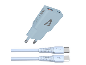 Avax CH6415 30W GaN töltő és 60W USB-C szilikon kábel csomag, világoskék