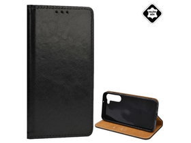 Gigapack Samsung Galaxy S23+ Valódi bőr flip tok, fekete (GP-134968)