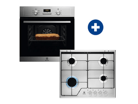 Electrolux EOF3H00BX Beépíthető sütő + Electrolux KGS6424SX Beépíthető gáz főzőlap Electrolux EOF3H00BX Beépíthető sütő + Electrolux KGS6424SX Beépíthető gáz főzőlap