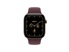 Apple Watch Series 12 GPS+Cellular, 42 mm ragyogó arany titán tok, burgundi sportszíj, S/M (MJGJ4MP/A)