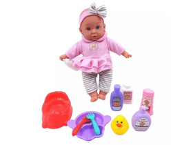 Játékbaba csíkos nadrágban, kiegészítőkkel - 35 cm (WZB104-12) Játékbaba csíkos nadrágban, kiegészítőkkel - 35 cm (WZB104-12)