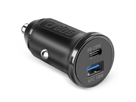 SBS  USB/USBC autóadapter 25W, fekete