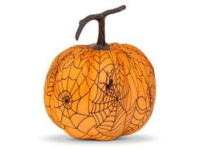 Family 56540C Halloween-i tök dekoráció 16,5 cm, narancs, pókhálós Family 56540C Halloween-i tök dekoráció 16,5 cm, narancs, pókhálós