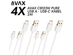 Avax CB123W 4X USB-C Gyorstöltő Kábel szett, 2 m Avax CB123W 4X USB-C Gyorstöltő Kábel szett, 2 m