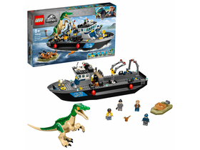 LEGO JW Baryonyx dinosz szökés csónakon
