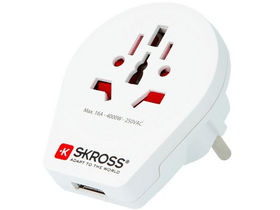 SKROSS WORLD TO EU csatlakozó átalakító, beépített USB töltővel SKROSS WORLD TO EU csatlakozó átalakító, beépített USB töltővel