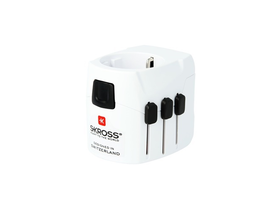 SKROSS Adapter, több országos, USB töltő funkció, földelt, SKROSS 